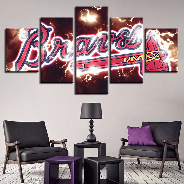 Dynamic Braves Logo 5 Piece - Canvas Wall Art Painting | Bowlift