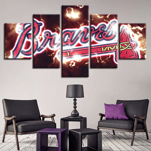Dynamic Braves Logo 5 Piece - Canvas Wall Art Painting | Bowlift
