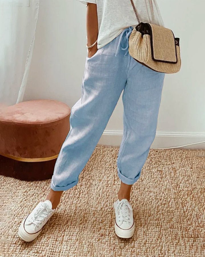 BowLift | Cotton-Linen solid color pants