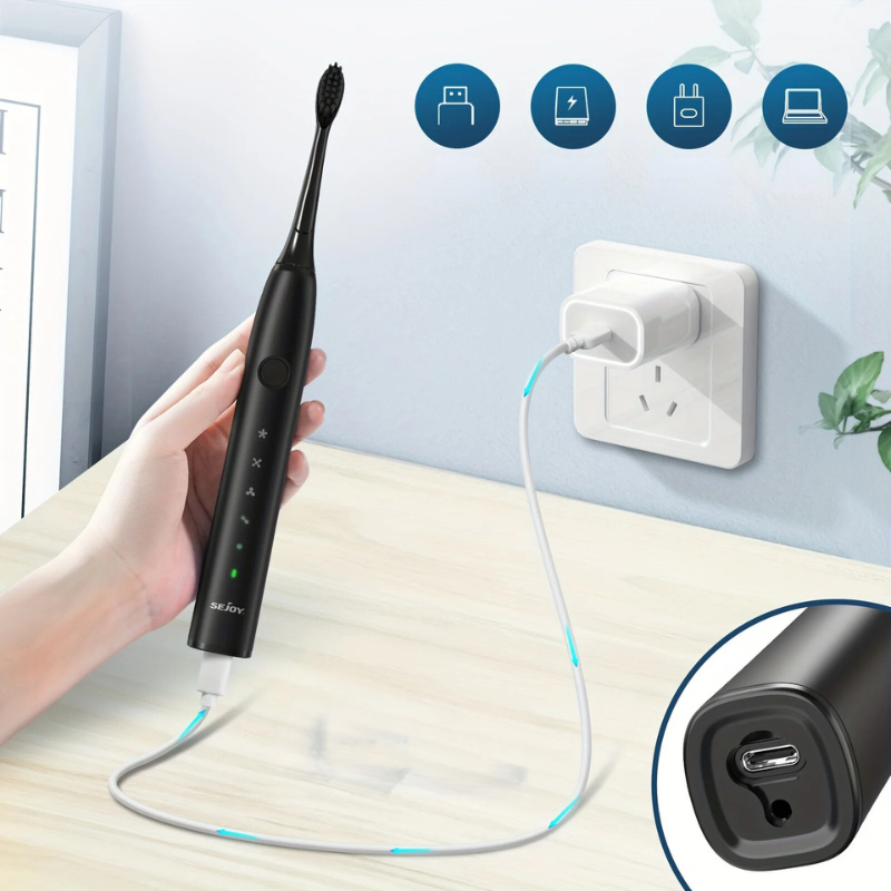 BowLift | GlowSmile Sonic Toothbrush – Rechargeable with 5 Modes and 8 Brush Heads