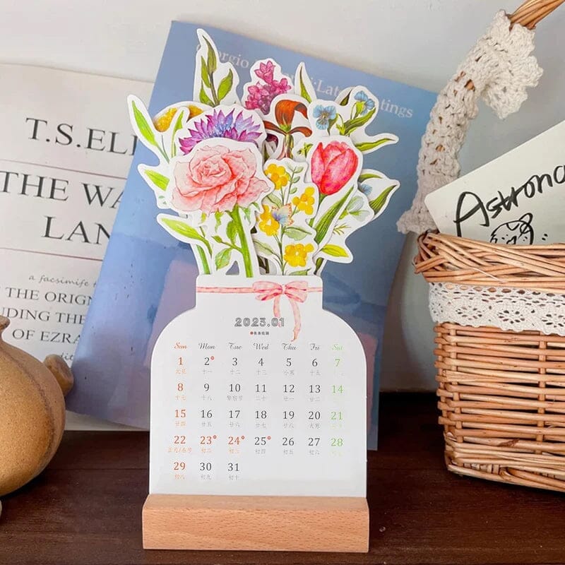BowLift | 2024 Desk Calendar with Wooden Frame