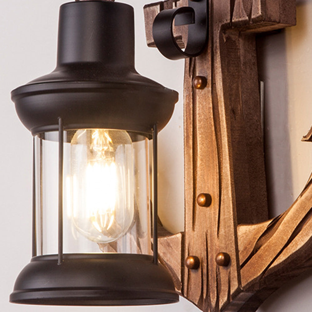 BowLift | Vintage Anchor LED Wall Light - Industrial Metal & Wood for Dining Room/Living Room