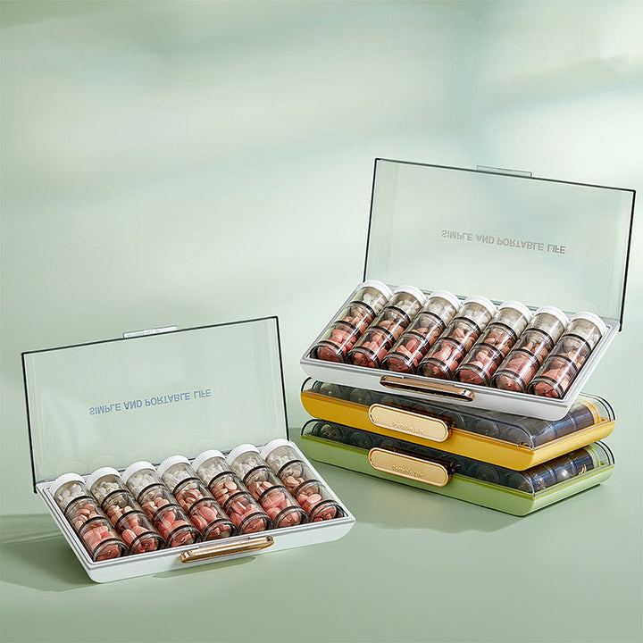 Portable high-capacity weekly pill organizer | Bowlift