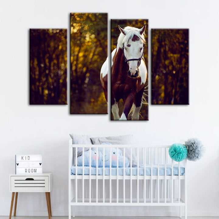 4 Piece Courtly Overo Horse - Canvas Wall Art Painting | Bowlift