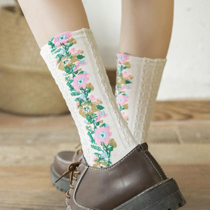 BowLift | 🧦🌸Vintage Embroidered Flower Socks (5 Pairs)
