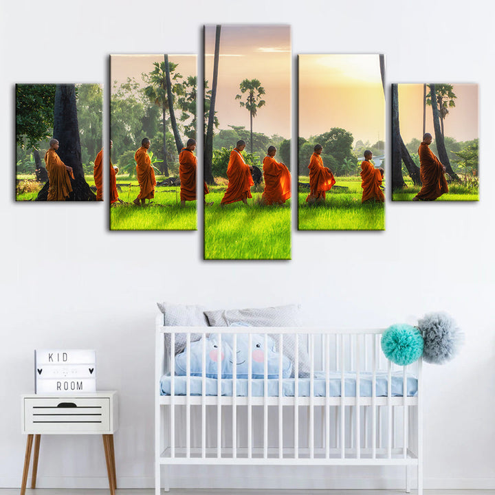 Morning Walk 5 Piece - Canvas Wall Art Painting | Bowlift