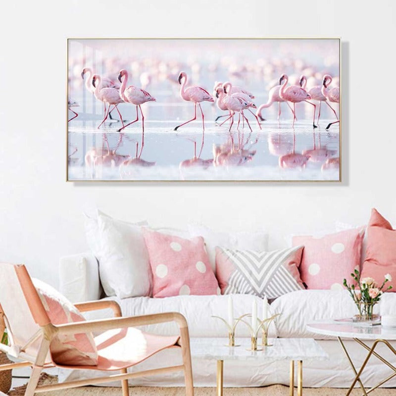 Beautiful Flamingo In Lake - Canvas Wall Art Painting | Bowlift