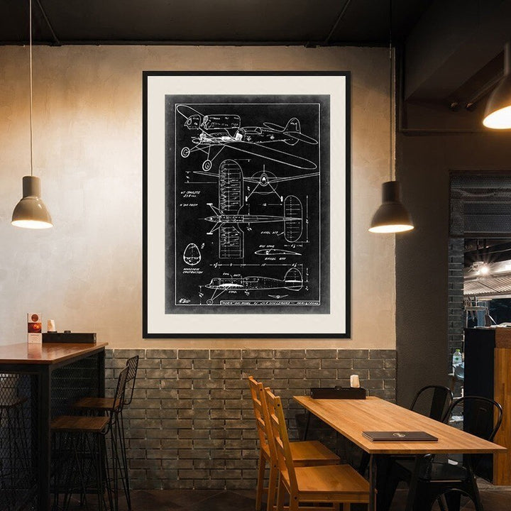 Vintage Fighter Design Diagram - Canvas Wall Art Painting | Bowlift