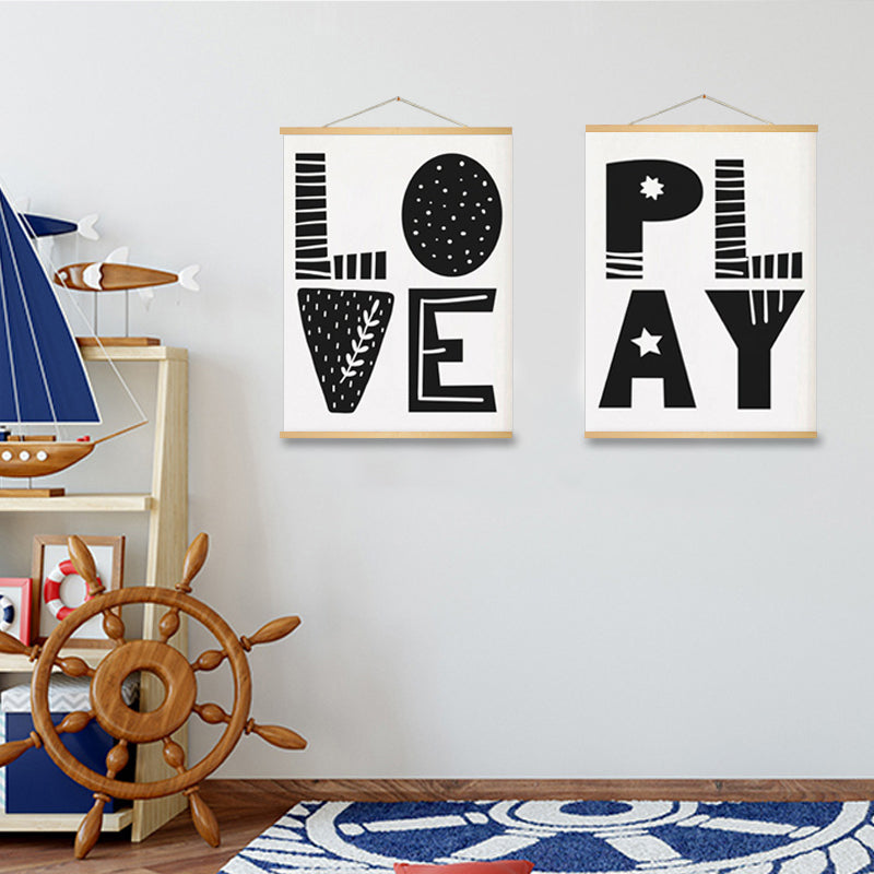 Modern Cartoon Love Read Nursery Letters - Canvas Wall Art Painting | Bowlift