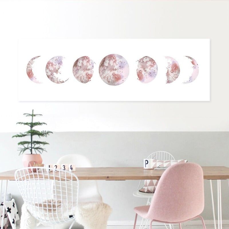 Modern Various Moon Phases Isolated Prints - Canvas Wall Art Painting | Bowlift