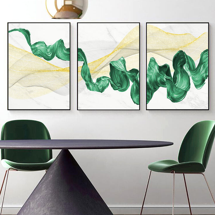 Green Ink Flow - Canvas Wall Art Painting | Bowlift