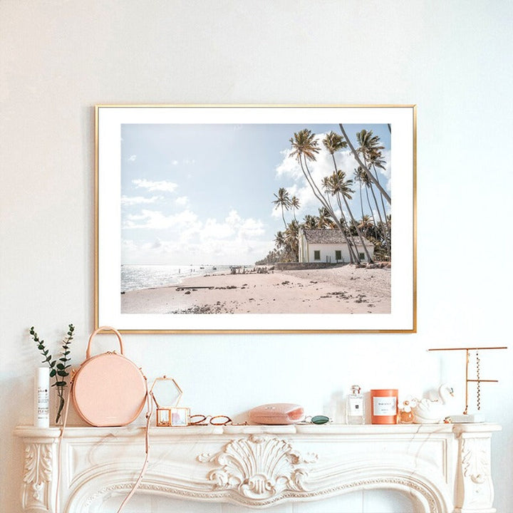 House Sea Pink Landscape Building Wall Art Pictures | Bowlift