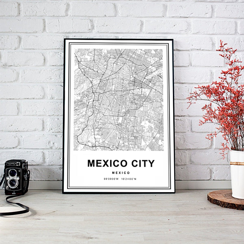 Mexico City Map Mexico Prints Art - Canvas Wall Art Painting | Bowlift