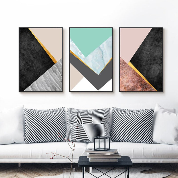 Geometric Fashion Triangles - Canvas Wall Art Painting | Bowlift