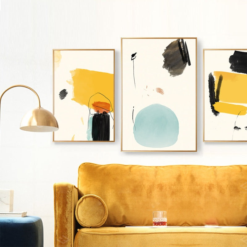 Geometric Abstract Trendy Colors  - Canvas Wall Art Painting | Bowlift