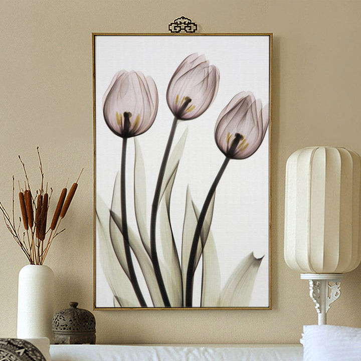 Modern Europe Tulip Transparent - Canvas Wall Art Painting | Bowlift