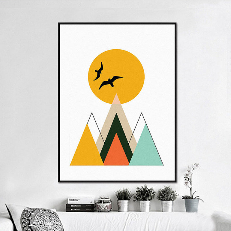 Mountain Peak Sunrise Nordic Poster  - Canvas Wall Art Painting | Bowlift