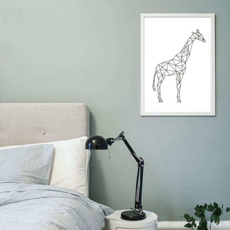 Minimalist Giraffe Geometric - Canvas Wall Art Painting | Bowlift