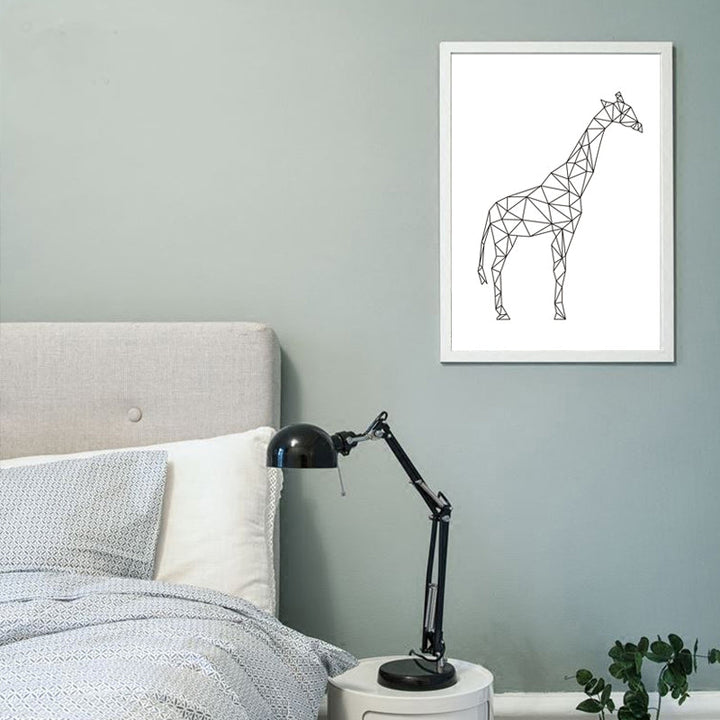 Minimalist Giraffe Geometric - Canvas Wall Art Painting | Bowlift