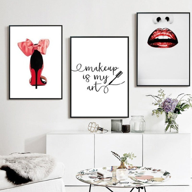 Fashion Makeup Girl Decorative - Canvas Wall Art Painting | Bowlift
