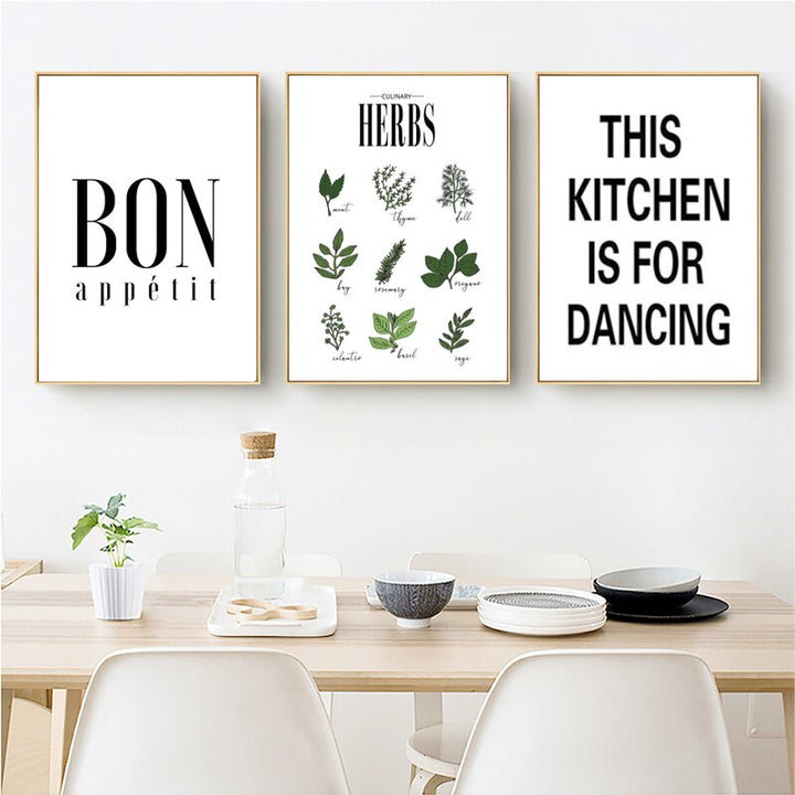 Herbs Poster Botanical Kitchen - Canvas Wall Art Painting | Bowlift