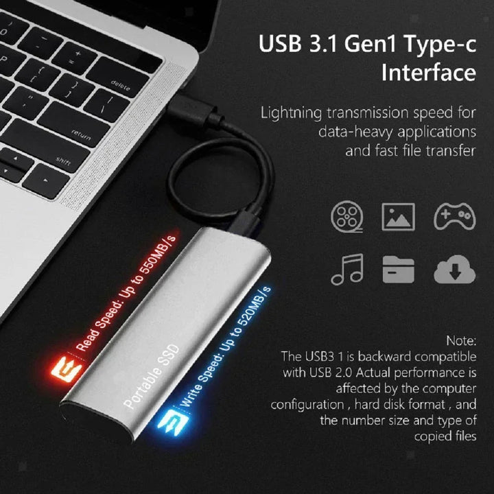 External Portable SSD | High Speed Solid State Drive | Black