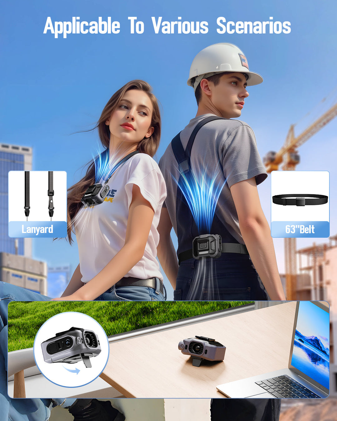 10000mAh Waist fan,Portable Belt Clip on Personal Fan | Bowlift