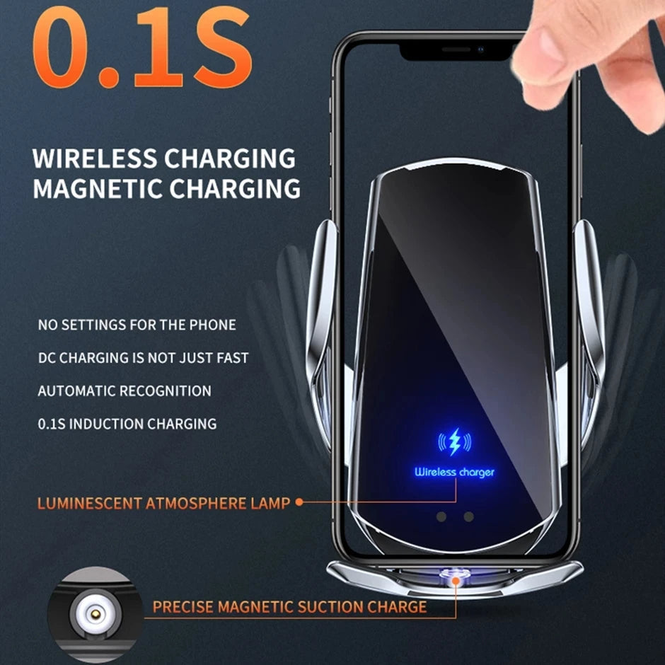 BowLift | 2-in-1 Wireless Car Charger & Phone Holder Automatic Clamping - Fast Charging Secure Universal Compatibility Adjustable & Practical