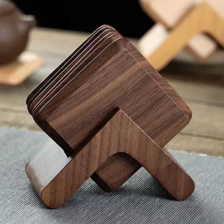 BowLift | Sleek Stack Wooden Coaster Set | 6pcs