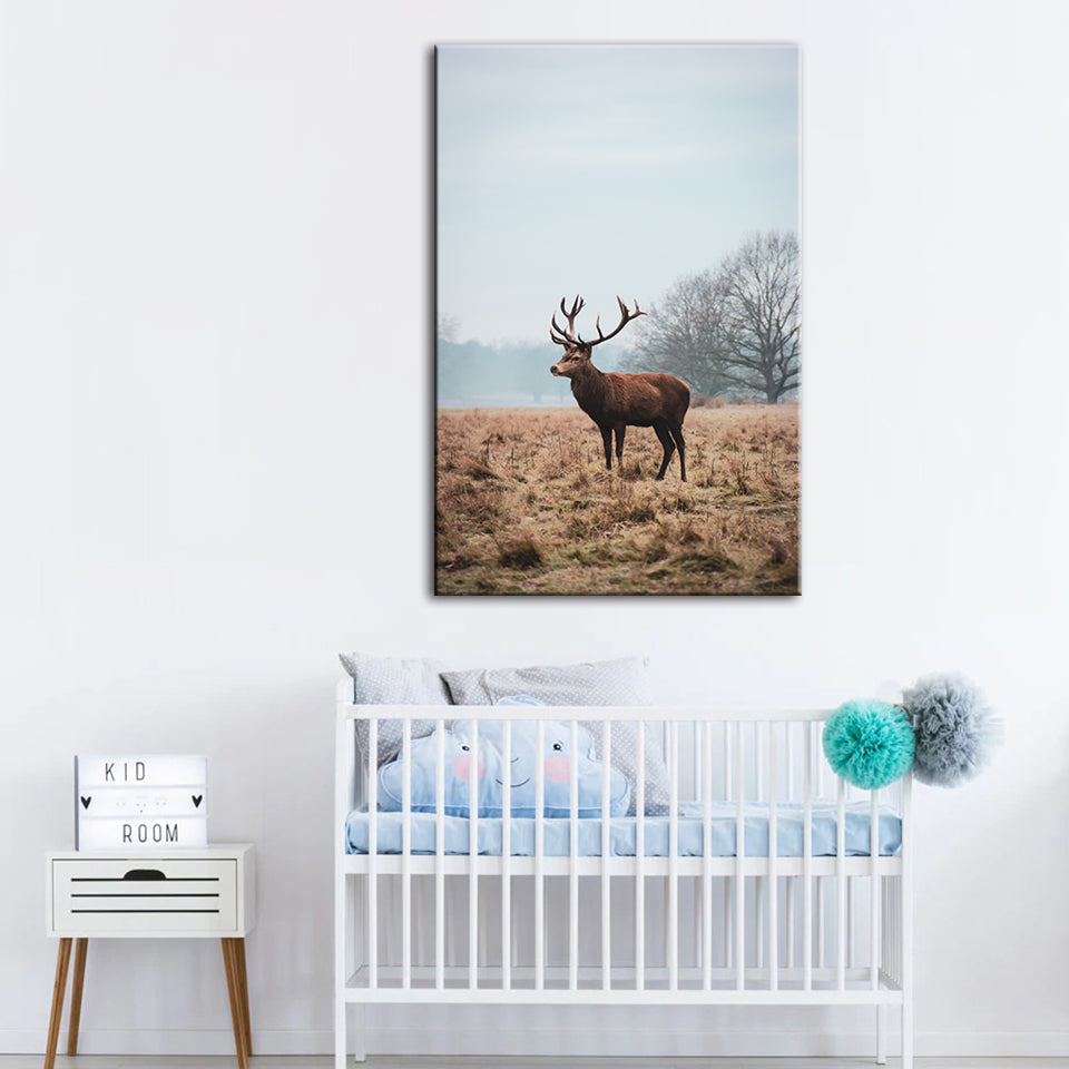 Regal Deer in the Plains - Canvas Wall Art Painting | Bowlift
