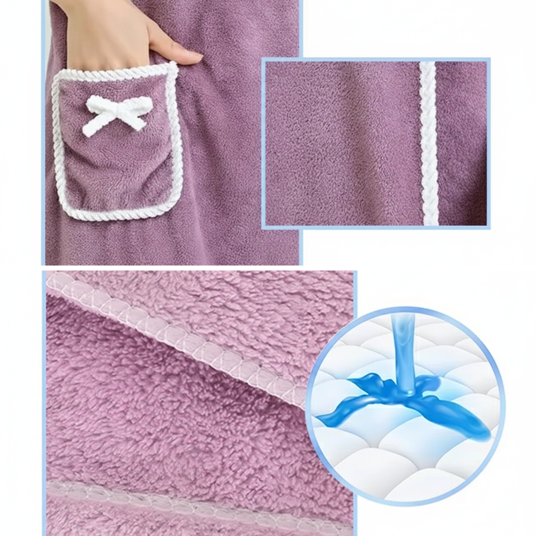 Highly Absorbent Fleece – Snap Button Fit – Soft Lightweight Comfort for Shower Gym & Travel Bowlift