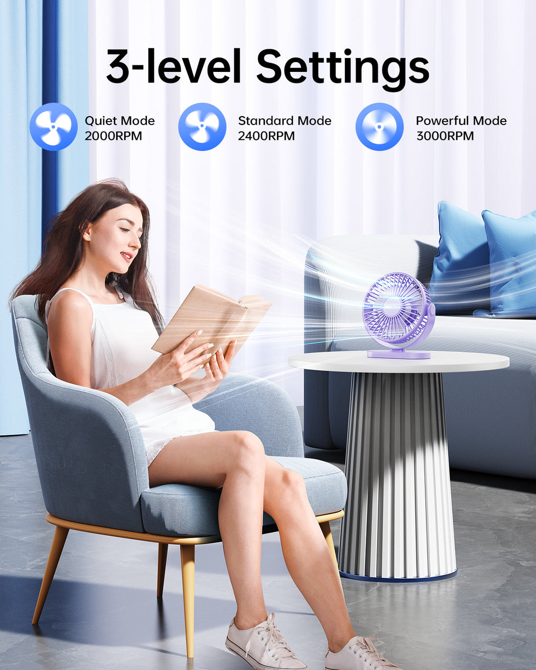 2-in-1 Hook & Desk Fan - 3-Speed with 360° Rotation | Bowlift