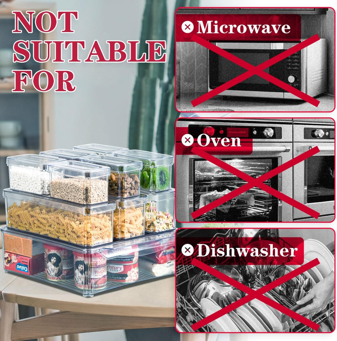 BowLift | Stackable Fridge Organiser Set – 10 Clear Storage Boxes for Freshness & Kitchen Order
