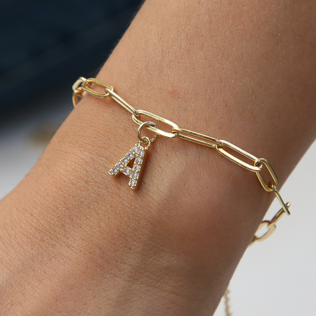 BowLift | Dainty Paperclip Letter Initial Bracelet