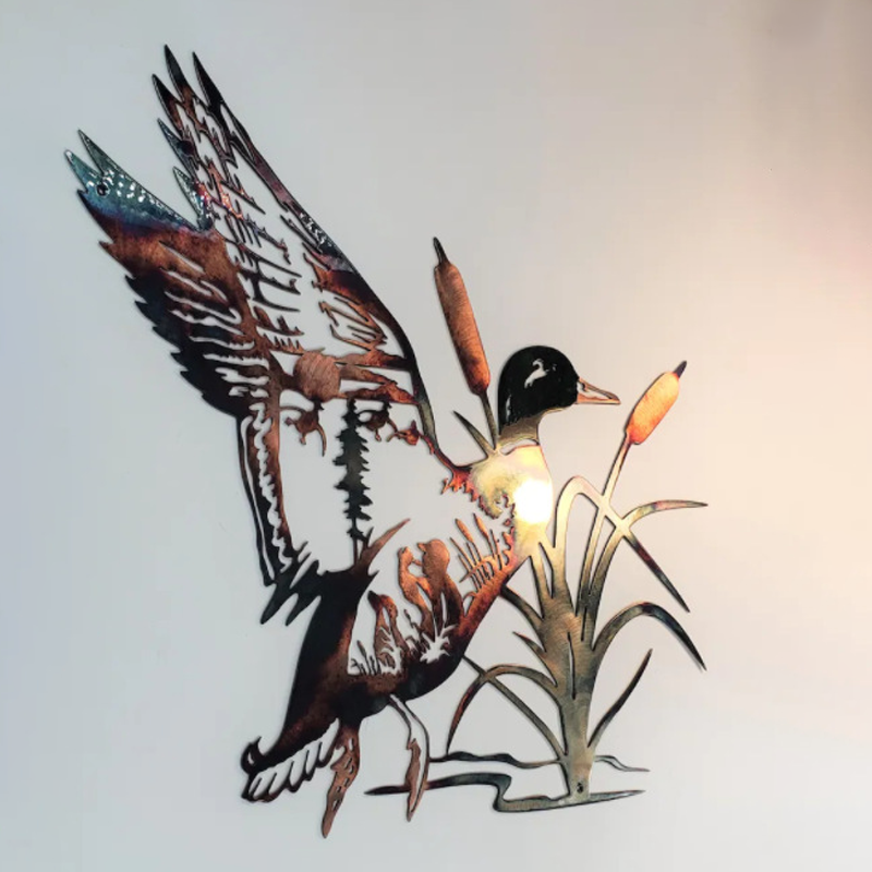 BowLift | Solo Mallard Hunting & Trout Fishing Scene Creative Metal Wall Art Craft