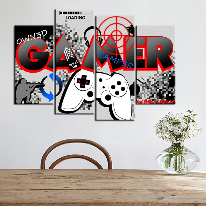Gamer Board 4 Piece - Canvas Wall Art Painting | Bowlift