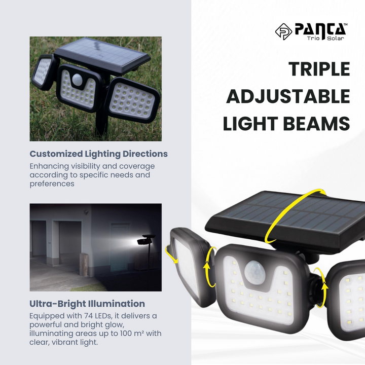 BowLift | Solar-Powered Outdoor Lights – Panta Trio with Motion Sensor for Garden & Security Lighting