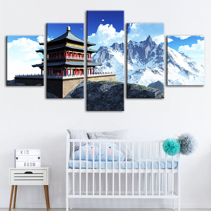 Temple In The Mountains 5 Piece - Canvas Wall Art Painting | Bowlift