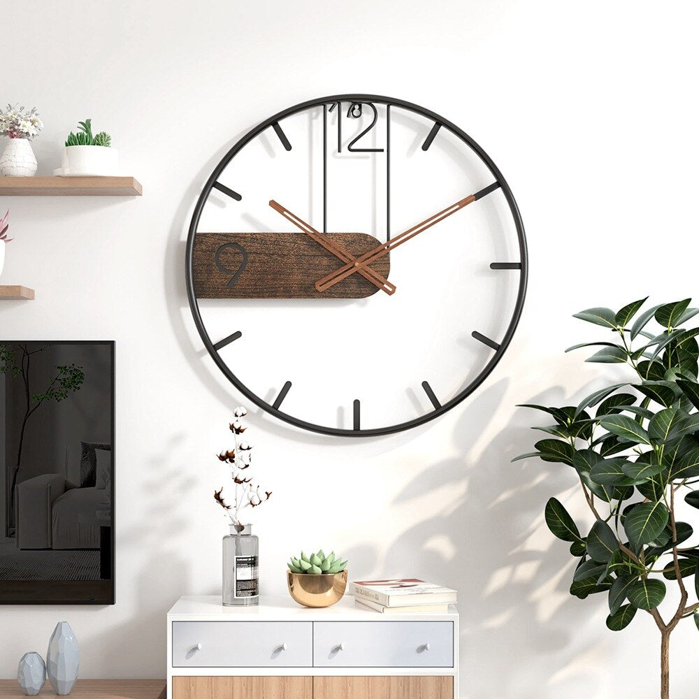 BowLift | Steel-Walnut Wall Clock | Modern Industrial Design with Walnut Wood