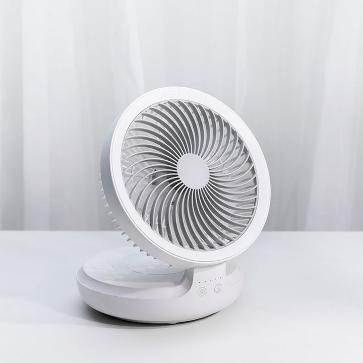 Rechargeable Foldable Desktop Fan, with Four Modes, Night Light and Adjustable Angle, for Study, Sleep, Work and Outdoors | Bowlift