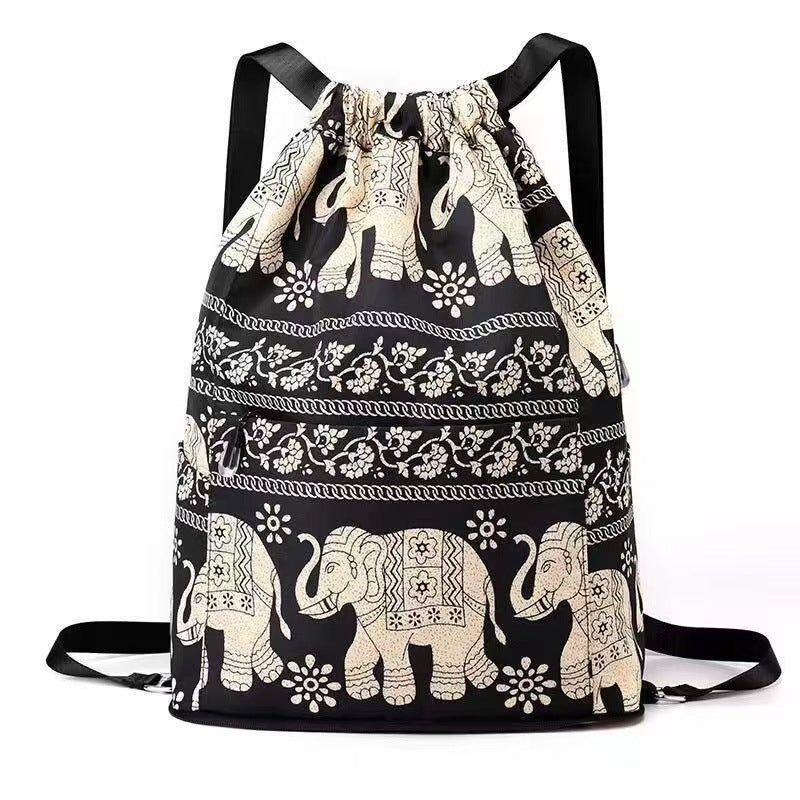Drawstring shoulder bag in ethnic style | Bowlift