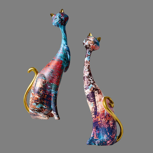 Minimalist Cat Sculpture Duo for Modern Decorative Accents Bowlift