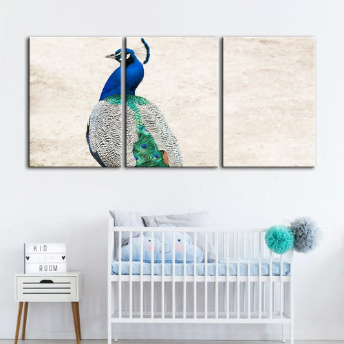 Skirted Elegant Peacock-Canvas Wall Art Painting 3 Pieces | Bowlift