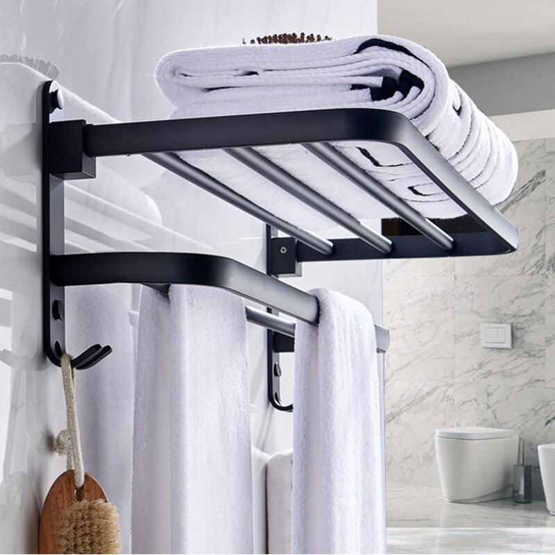 BowLift | Easy Organizer Bathroom Aluminum Foldable Towel Rack