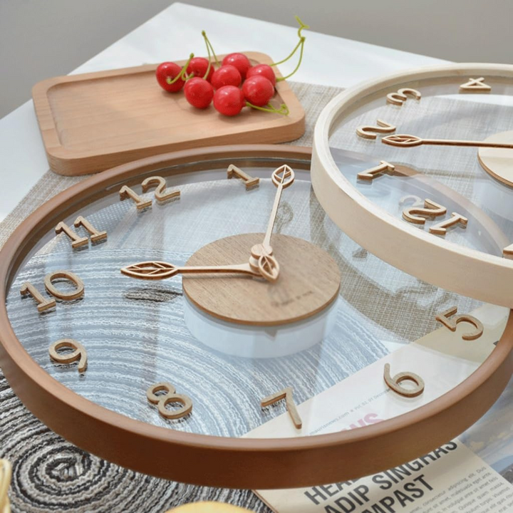 BowLift | Modern Wooden Clock with Glass Front Metron