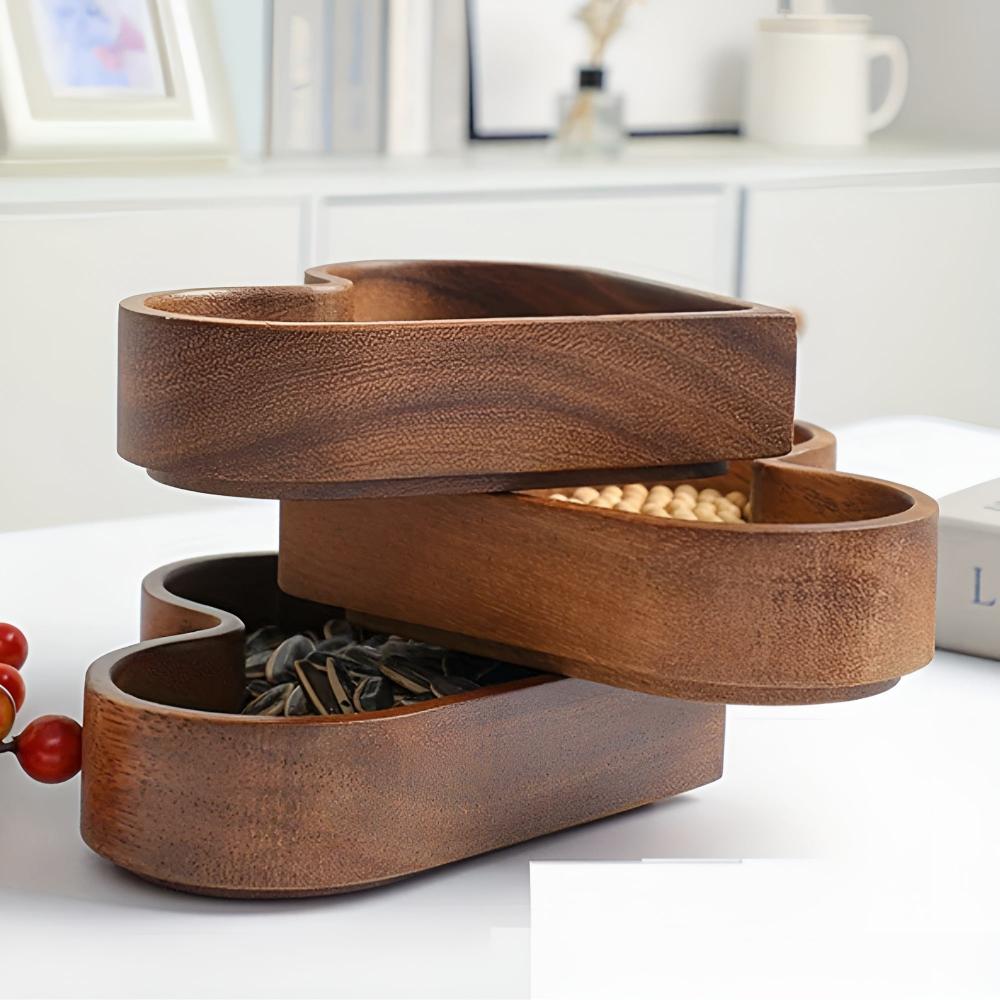 BowLift | Heart-Shaped Wooden Snack Tray | 4 pcs