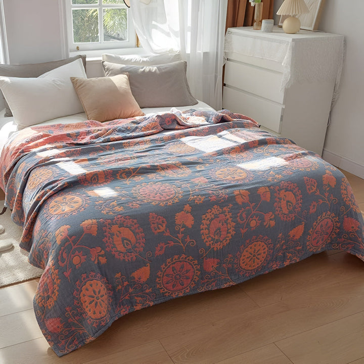 BowLift | Rustic Floral Cotton Reversible Blanket