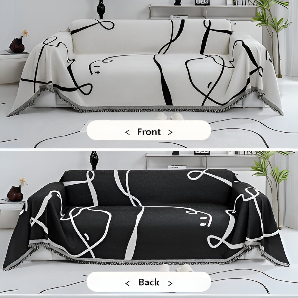 BowLift | Abstract Line Reversible Chenille Sofa Cover