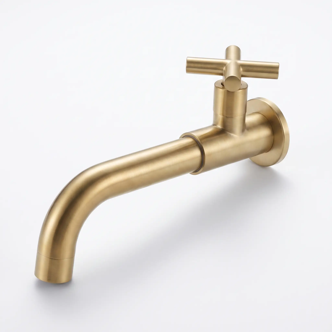 BowLift | Contemporary Wall-Mounted Bathroom Faucet Cross Handles Stainless Steel Faucet