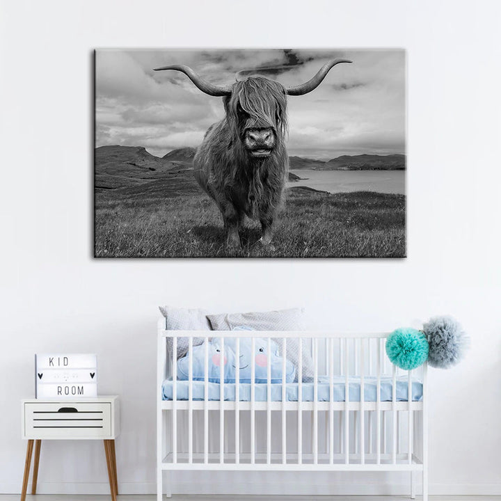 Black And White Cow - Canvas Wall Art Painting | Bowlift